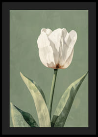 Poster with an elegant painting of a white tulip-4