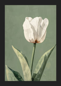 Poster with an elegant painting of a white tulip-5