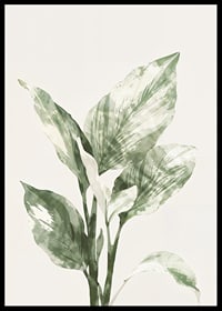 Poster with a watercolor painting of beautiful green leaves-6