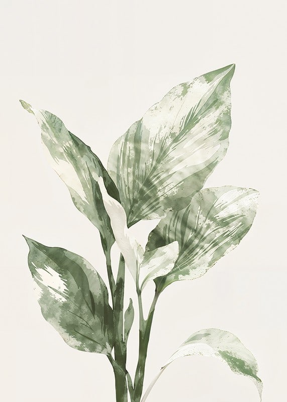 Poster with a watercolor painting of beautiful green leaves-12