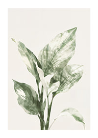 Poster with a watercolor painting of beautiful green leaves-1