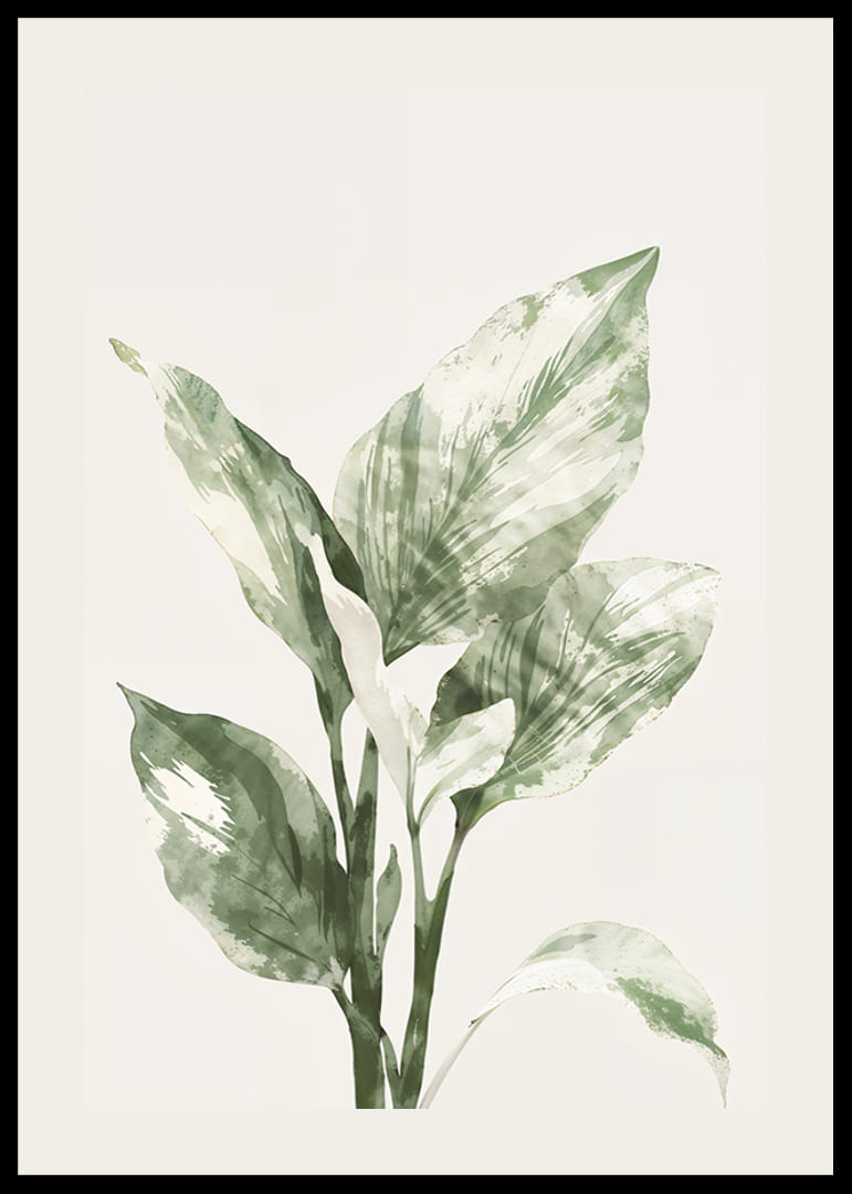 Poster cu o acuarelă cu frunze verzi frumoase-12