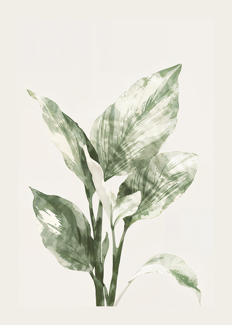Poster with a watercolor painting of beautiful green leaves-12