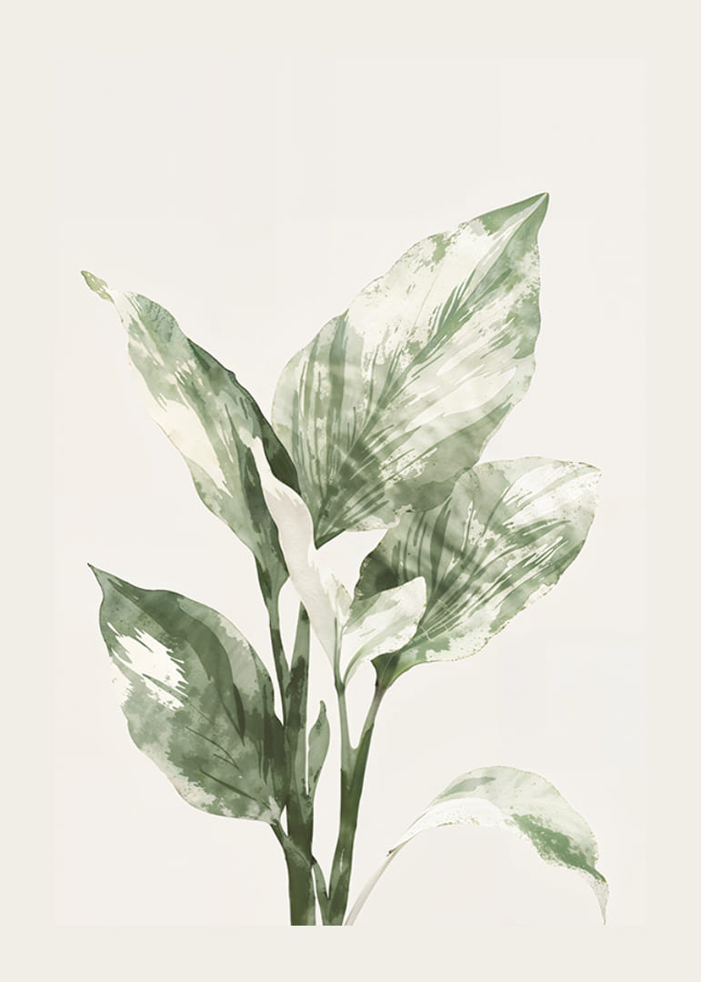 Poster cu o acuarelă cu frunze verzi frumoase-12