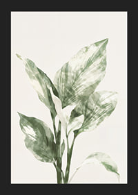 Poster with a watercolor painting of beautiful green leaves-5