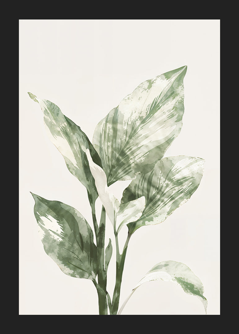 Poster with a watercolor painting of beautiful green leaves-12