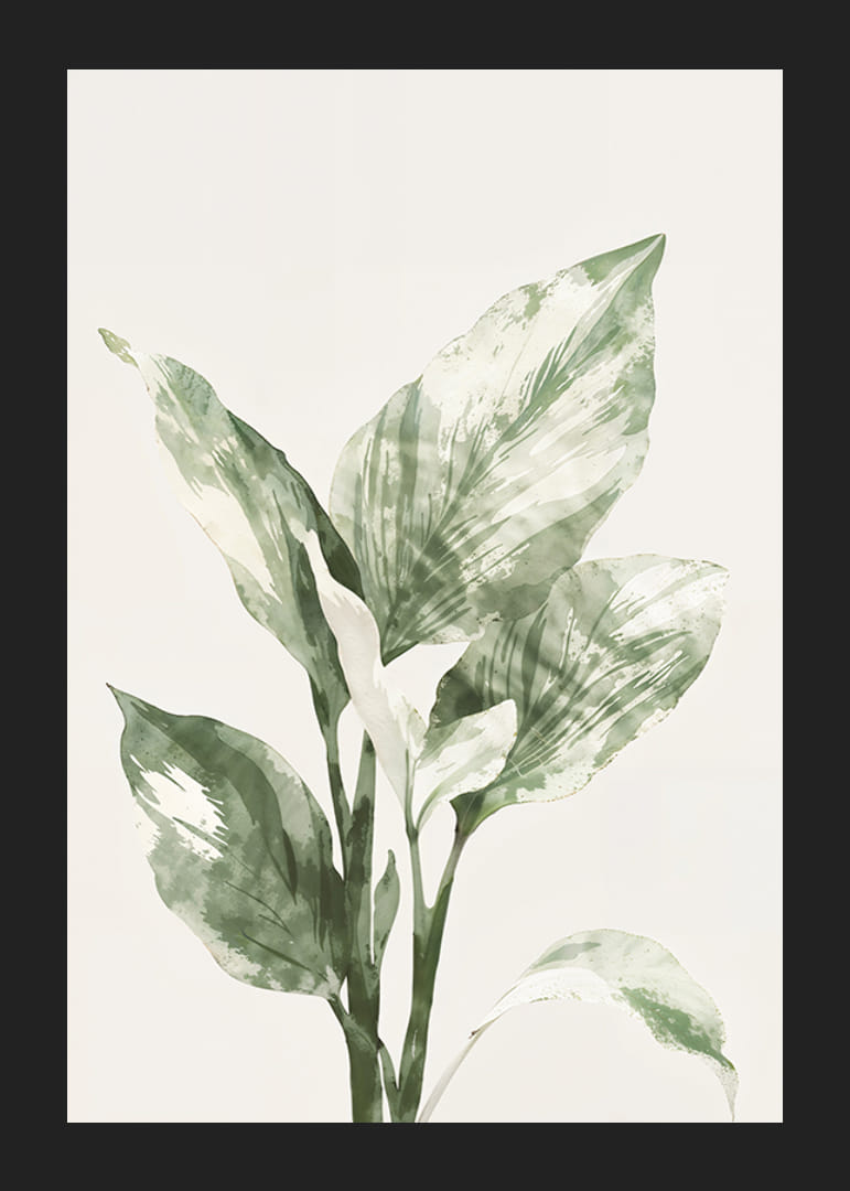 Poster cu o acuarelă cu frunze verzi frumoase-12