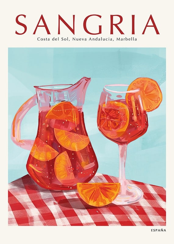 Poster with an illustration of Sangria-12