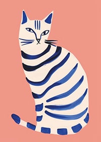 Poster with an art painting of an abstract cat-7