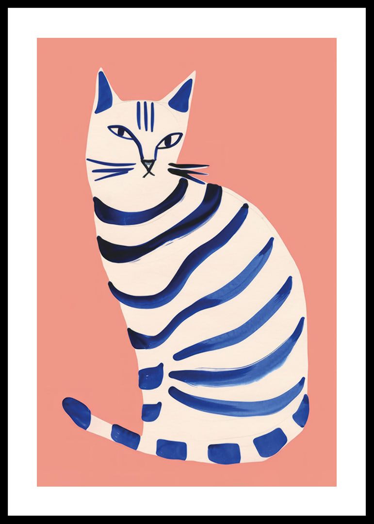 Poster with an art painting of an abstract cat-12