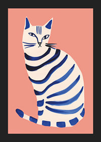 Poster with an art painting of an abstract cat-5
