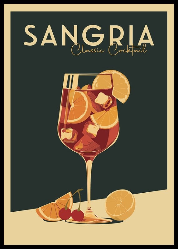 Poster con l'illustrazione di un classico cocktail Sangria-12