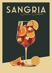 Poster con l'illustrazione di un classico cocktail Sangria-1