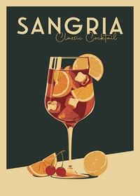 Afiș cu o ilustrație a unui cocktail Sangria clasic-1