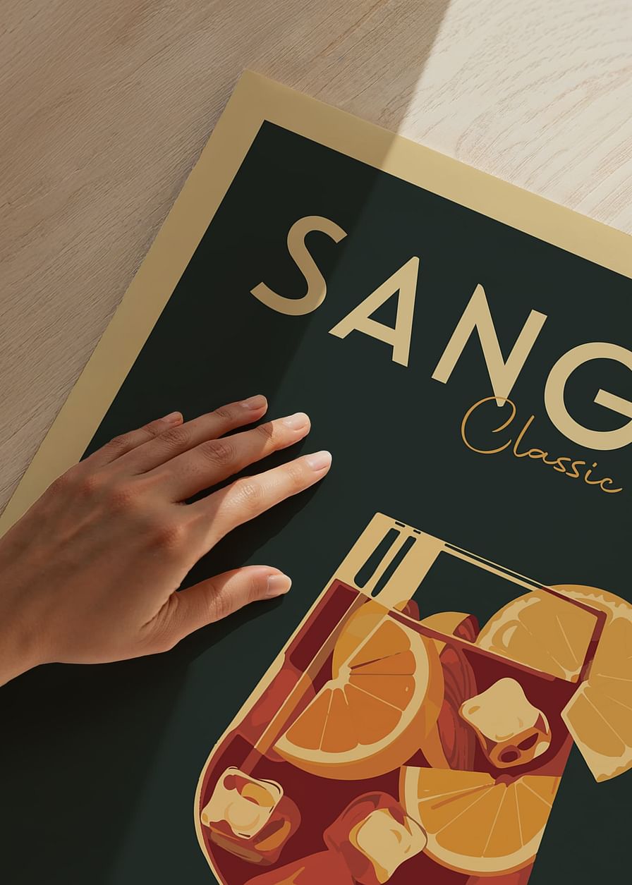 Afiș cu o ilustrație a unui cocktail Sangria clasic-12