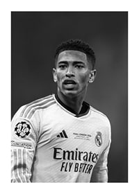 Black and white portrait image of Jude Bellingham in Real Madrid-1