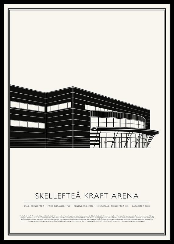 Skellefteå Kraft Arena Vintage Skiss poster-12