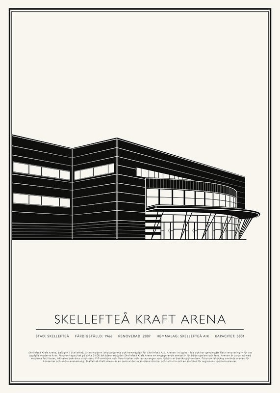 Skellefteå Kraft Arena Vintage Skiss poster-12