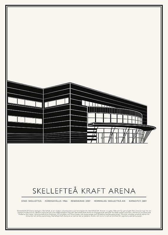 Skellefteå Kraft Arena Vintage Skiss poster-12