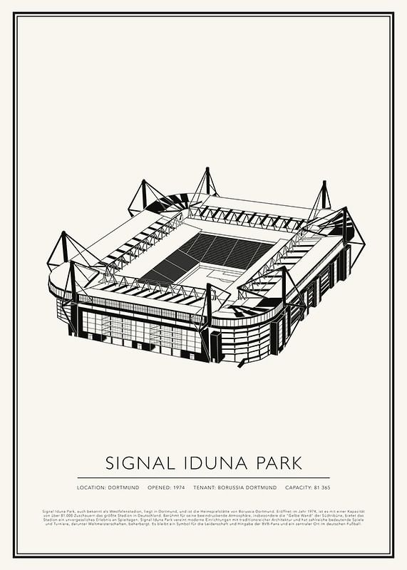 Poster Signal Iduna Park Vintage Sketch 01 EN