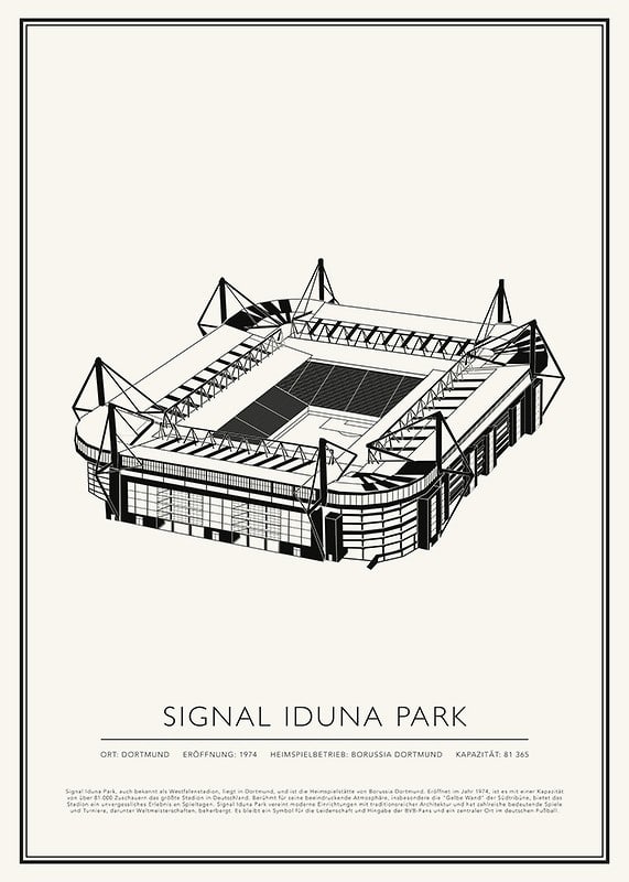 Signal Iduna Park Vintage Skizze Poster-12