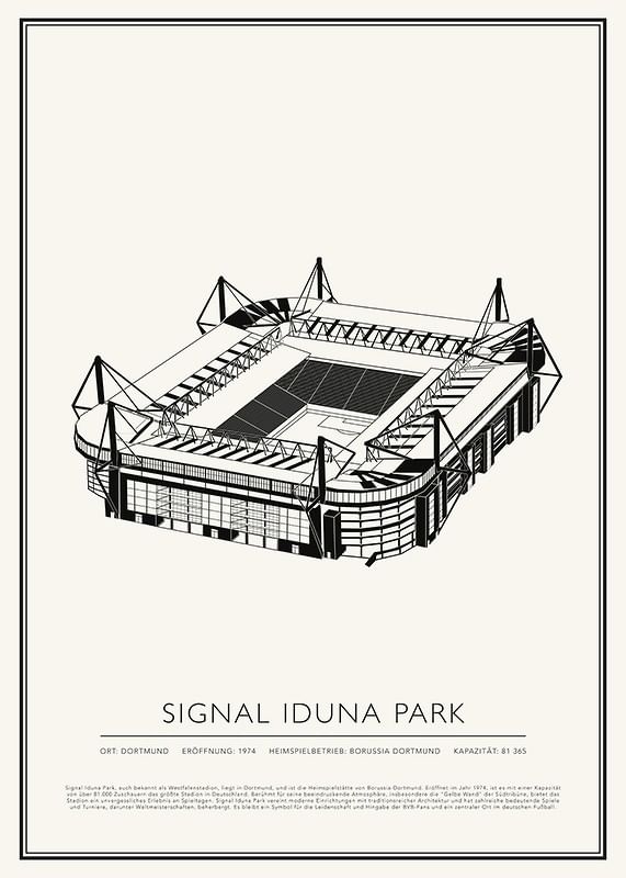 Signal Iduna Park Vintage Skizze Poster-12