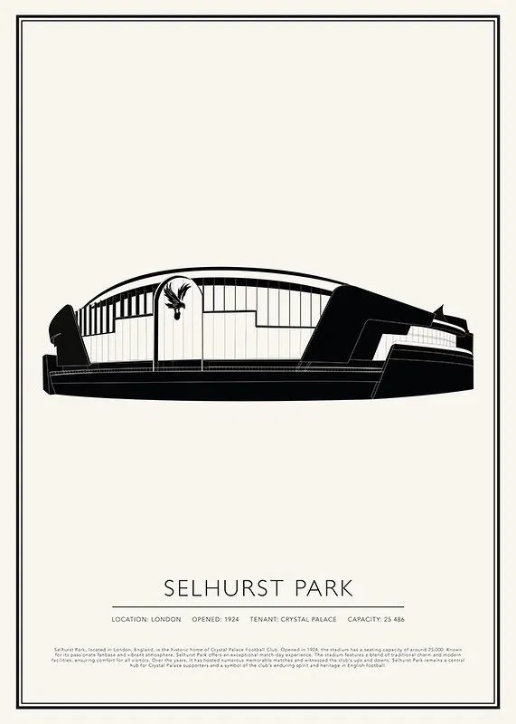 Selhurst Park Vintage Skiss Affisch-12