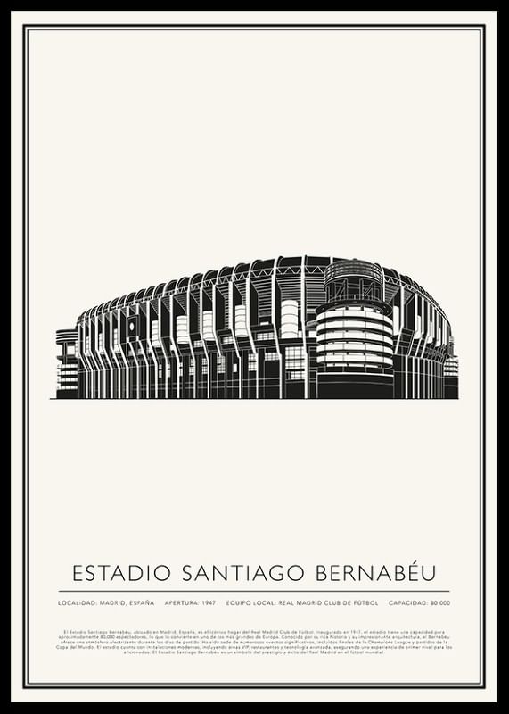 Estadio Santiago Bernabéu Sketch Póster-12