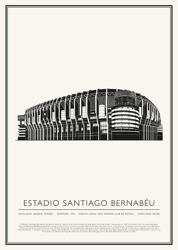 Póster Estadio Santiago Bernabéu Vintage Sketch 01 ES