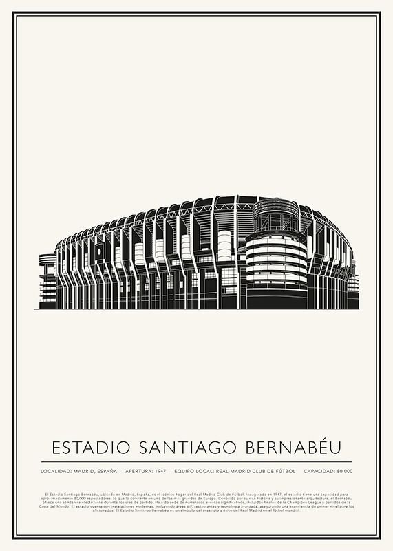 Póster Estadio Santiago Bernabéu Vintage Sketch 01 ES