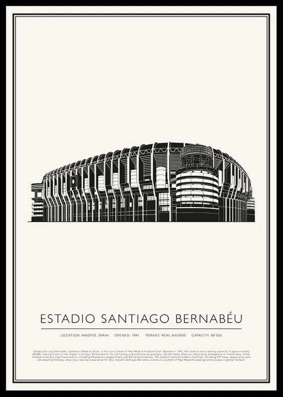 Santiago Bernabéu Stadium Vintage Sketch poster-12