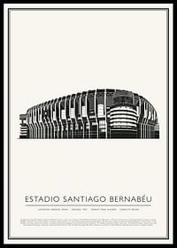 Štadión Santiago Bernabéu Vintage Sketch plagát-0