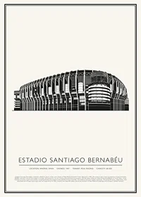 Santiago Bernabéu Stadium Vintage Sketch poster-1