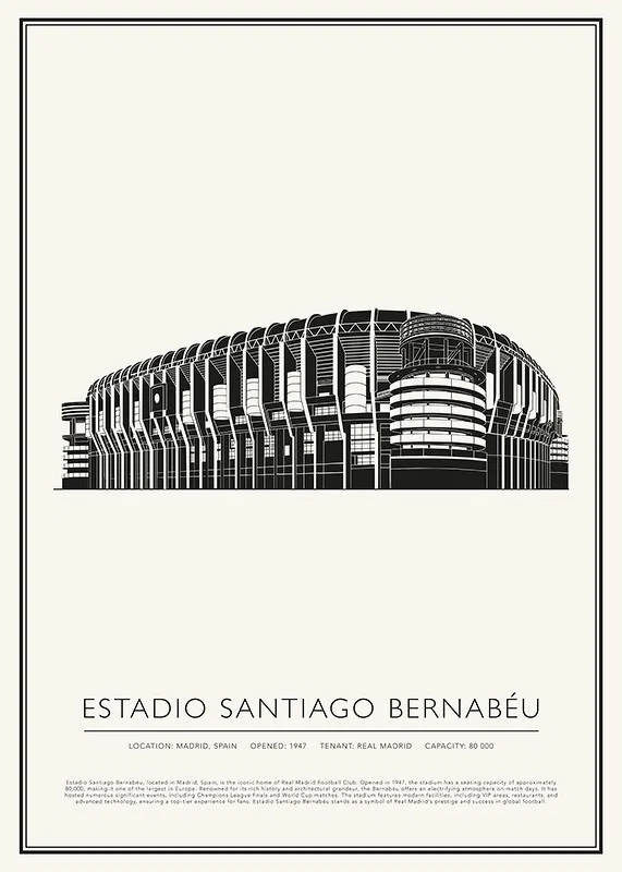 Santiago Bernabéu Stadium Vintage Sketch poster-12