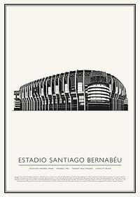 Štadión Santiago Bernabéu Vintage Sketch plagát-1