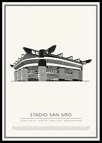Stadio San Siro Vintage Sketch affisch-0