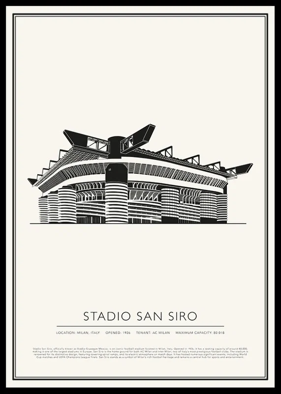Stadio San Siro Vintage Sketch affisch-12