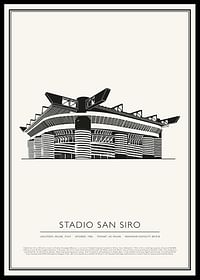 Stadio San Siro Vintage schetsposter-0