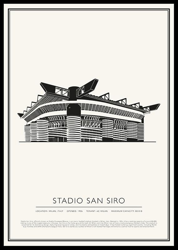 Stadio San Siro Vintage schetsposter-12