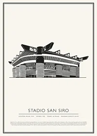 Stadio San Siro Vintage Sketch affisch-1