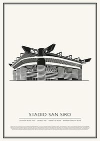 Stadio San Siro Vintage schetsposter-1