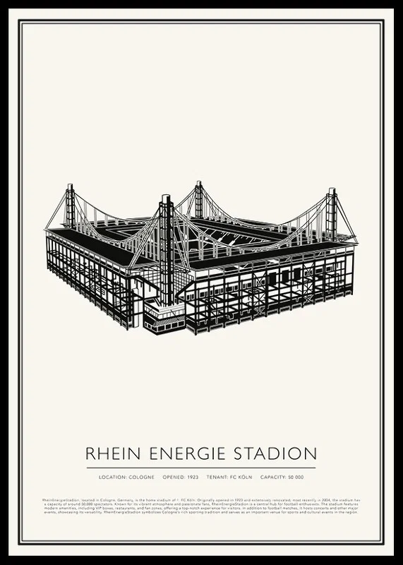 RheinEnergieStadion vintage skiss affisch-12