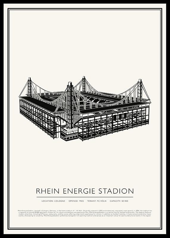 Vintage skicový plagát RheinEnergieStadion-12