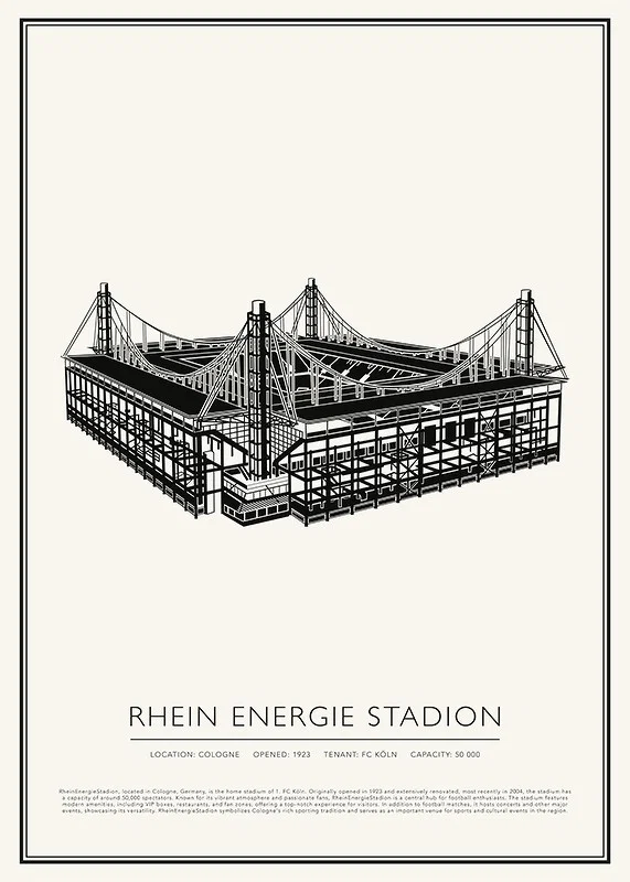 RheinEnergieStadion vintage skiss affisch-12