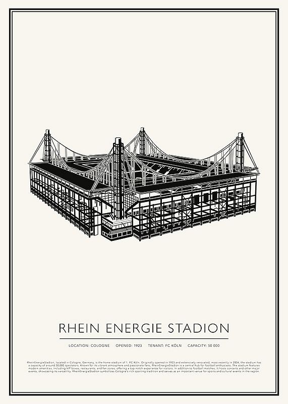 Vintage skicový plagát RheinEnergieStadion-12