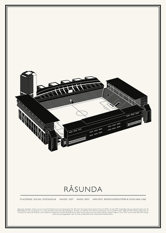 Råsunda Vintage Skiss poster-12