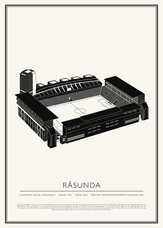 Råsunda Vintage Skiss poster-12