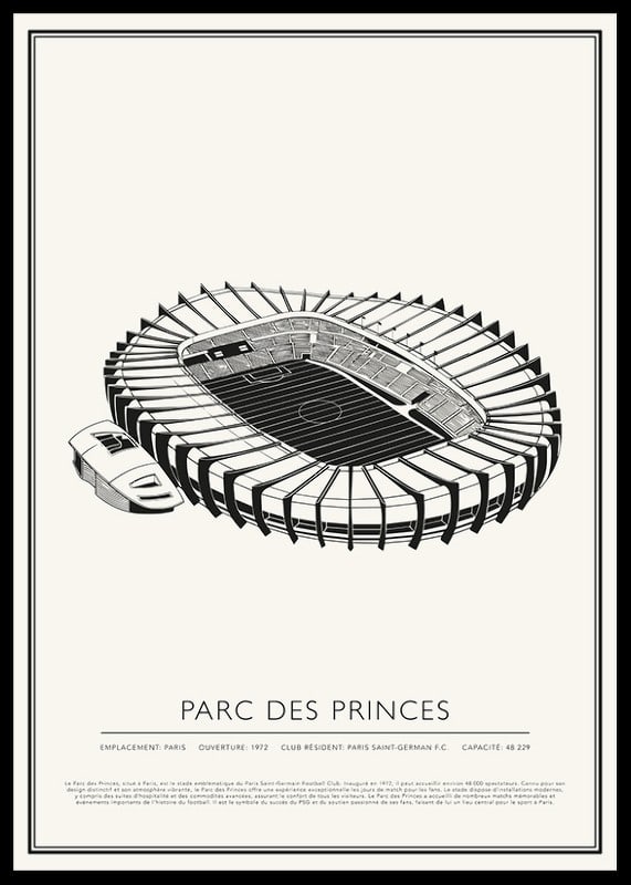 Parc Des Princes Vintage Sketch affiche-12