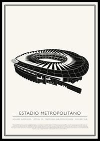 Estadio Metropolitano Vintage Sketch Póster-0