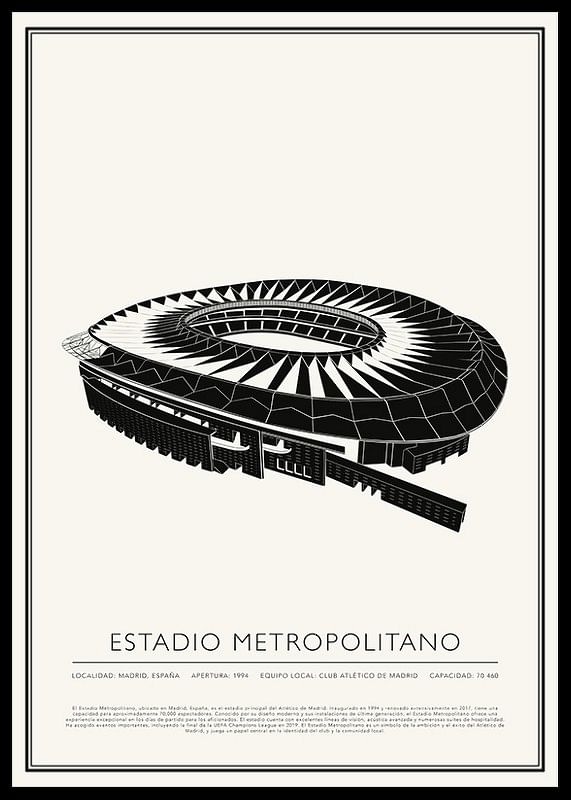 Estadio Metropolitano Vintage Sketch Póster-12